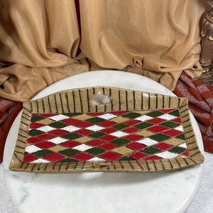 🔺🟩🔻 Handmade Small Pottery Appetizer Tray 🔻🟩🔺